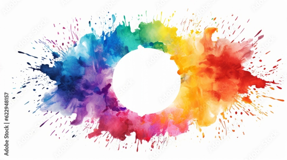 Poster abstract colorful rainbow color painting illustration - circular circle frame made of watercolor spl
