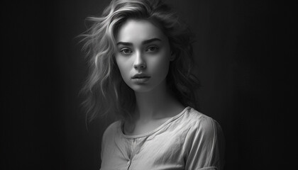 A beautiful, confident, and elegant young woman with long blond hair generated by AI