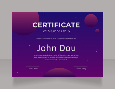 Charity organization member certificate design template. Vector diploma with customized copyspace and borders. Printable document for awards and recognition. Montserrat, Calibri Regular fonts used