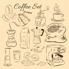 coffee set vector illustration