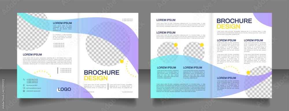 Wall mural Customer journey management blank brochure design. Template set with copy space for text. Premade corporate reports collection. Editable 4 paper pages. Arial, Archivo-Regular fonts used - Wall murals