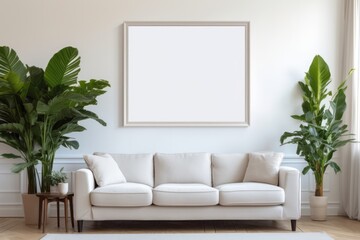 Blank Photo Frame Mockup Template Design With Living room Background Generated AI
