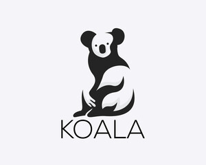 sitting koala bear art logo icon symbol design template illustration inspiration