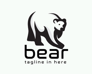 walking silhouette bear logo symbol design template illustration inspiration