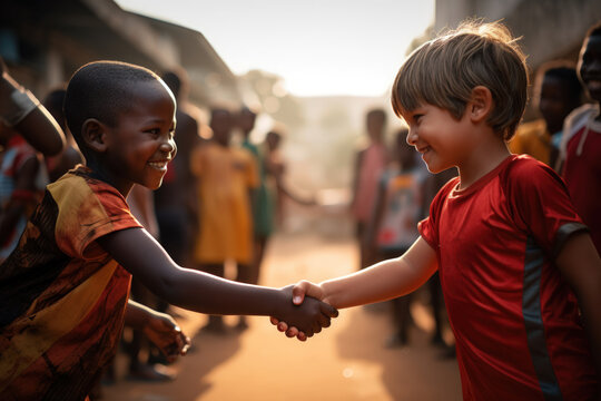 Children Shake Hands with Opponents in Respect. Generative Ai, Generative AI