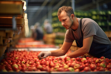 worker at an apple factory. Generative AI, Generative AI