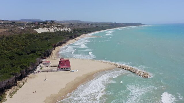 Aerial view of Eraclea Minoa beach in Sicily Italy