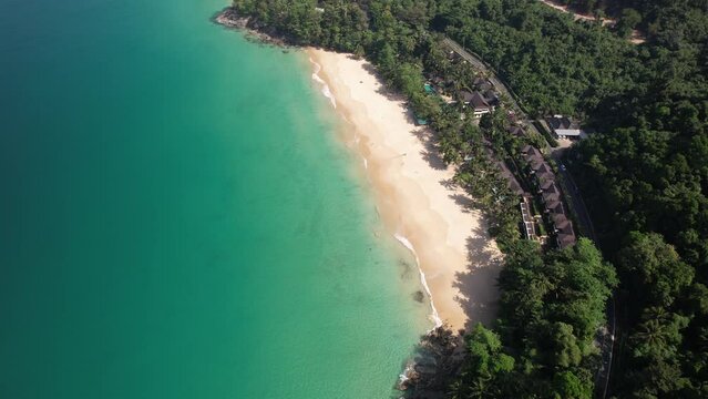 4K Aerial/Drone Footage Nai Thon Noi Beach, Thalang, Phuket, Thailand