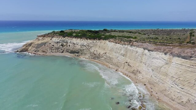 Aerial view of Eraclea Minoa beach in Sicily Italy