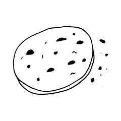 cookie in doodle style. bakery. minimalism, monochrome.