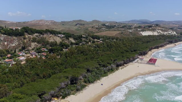Aerial view of Eraclea Minoa beach in Sicily Italy