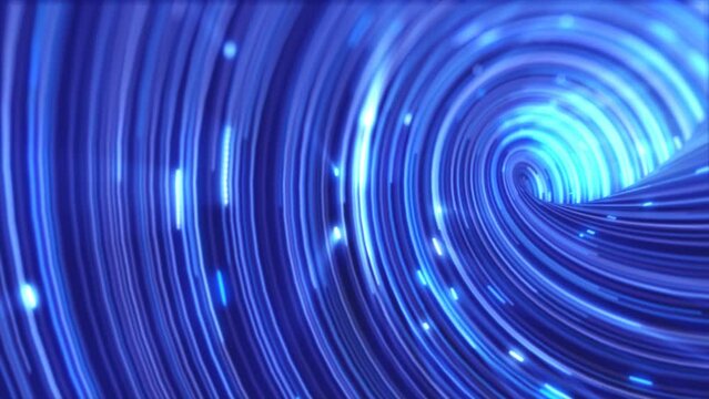 Abstract energy blue swirling curved lines of glowing magical streaks and energy particles background