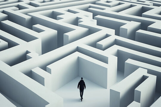 ai generated Illustration businessman deciding to enter maze