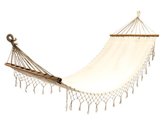 Linen hammock Light beige Rest Relax For garden terrace isolated on white background
