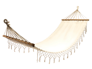 Linen hammock Light beige Rest Relax For garden terrace isolated on white background