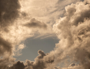 Clouds in the stormy sunset sky background, beautiful heaven photo
