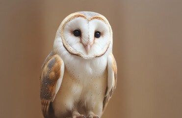 Close up of a barn owl. Generative AI.