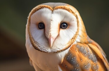 Close up of a barn owl. Generative AI.