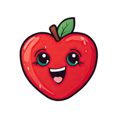Apfel mit lachendem Gesicht, transparent