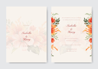 Vector beautiful and elegant floral wedding invitation card