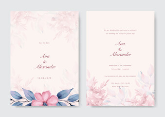 Vector beautiful and elegant floral wedding invitation card