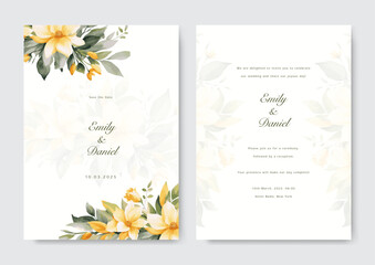 Vector beautiful and elegant floral wedding invitation card