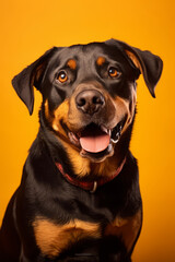 Very cute Rottweiler in nature, national geography, Wide life animals. AI Generated.
