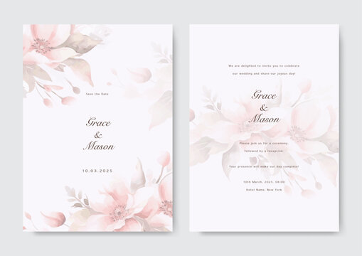 Vector Beautiful And Elegant Floral Wedding Invitation Card