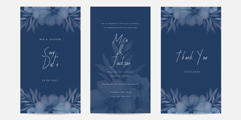 Fototapeta na wymiar Vector watercolor wedding invitation floral and leaves card template