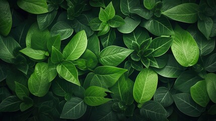 Natural leaves of green plants, eco background Created with Generative Ai technology. - obrazy, fototapety, plakaty