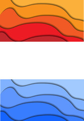 Paper cut 3D like wavy background. Colorful abstract wallpaper.