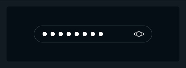 Hidden password UI element template. Editable isolated vector dashboard component. Flat user interface. Visual data presentation. Web design widget for mobile application with dark theme