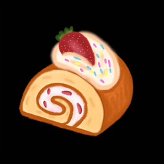 Roll cake  with whipped cream