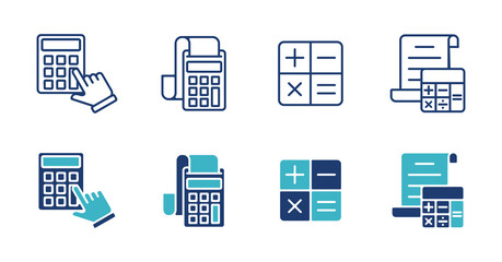 set of calculator icon vector simple calculating machine symbol for web and app element design