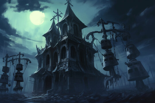 horror background scary old church © Yoshimura