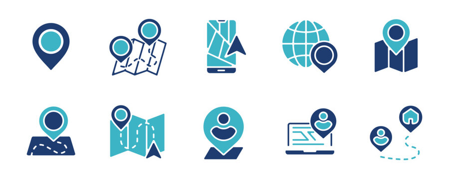 map location pinpoint icon set collection global guide navigation illustration vector for web and app template design