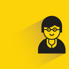 boy student with shadow on yellow background