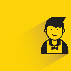 boy student with shadow on yellow background