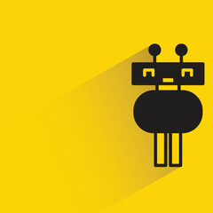 robot character with shadow on yellow background