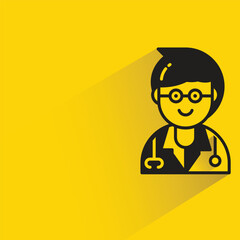doctor with shadow on yellow background