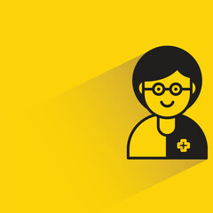doctor with shadow on yellow background
