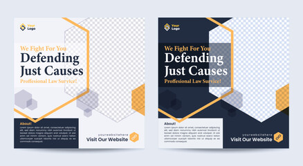 Lawyer social media post, law banner template design.