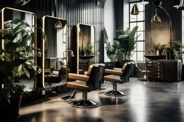 Hairdresser salon interior style. Generate Ai