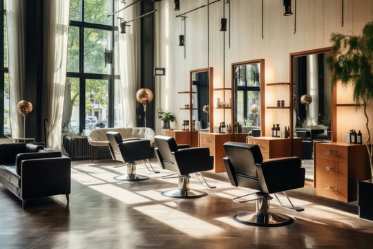 Hairdresser salon interior. Generate Ai