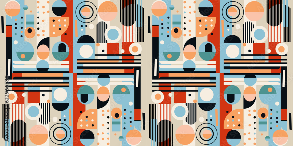 Poster an abstract painting that can be seamless. geometry and avant-garde creating stylish retro design pa