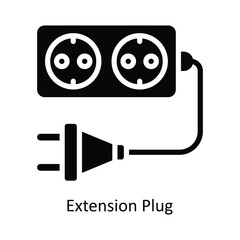 Extension Plug Vector   solid Icon Design illustration. Kitchen and home  Symbol on White background EPS 10 File