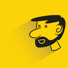 beard man face with shadow on yellow background