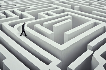 ai generated Illustration businessman deciding to enter maze