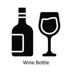 Wine Bottle Vector   solid Icon Design illustration. Kitchen and home  Symbol on White background EPS 10 File