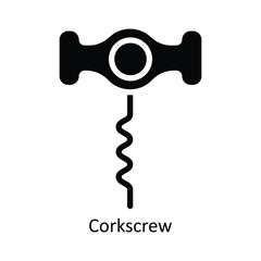 Corkscrew Vector   solid Icon Design illustration. Kitchen and home  Symbol on White background EPS 10 File 